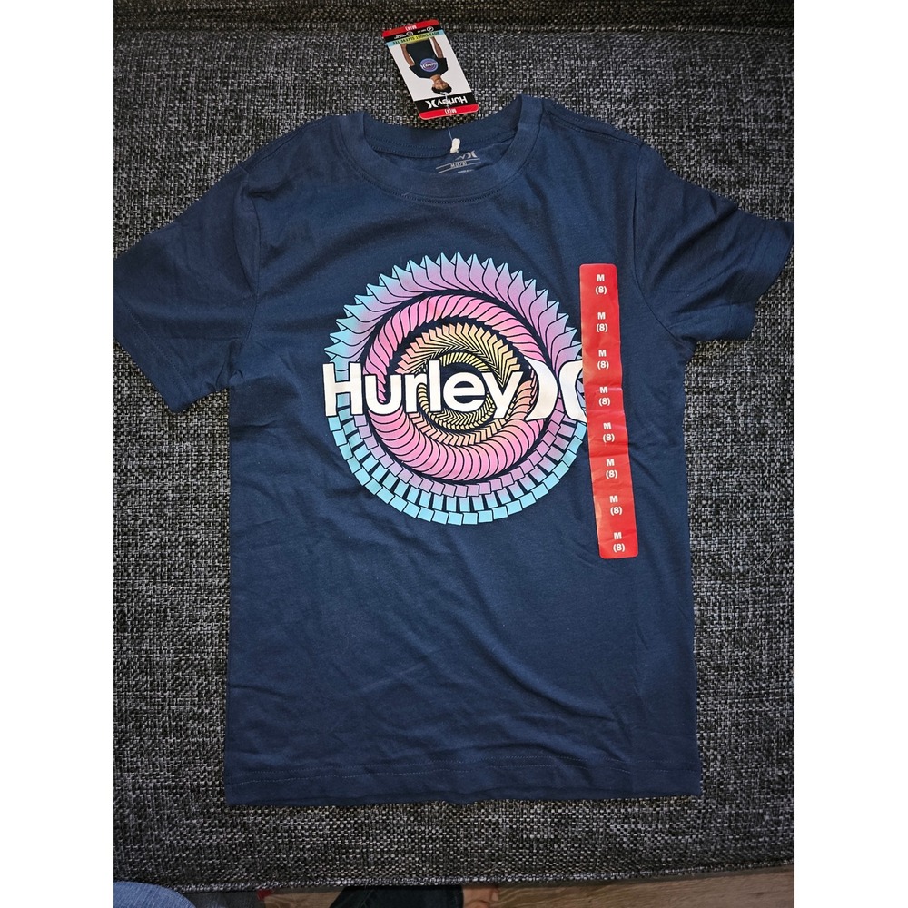 Hurley T-Shirt Boys Size M (8) Night Force Blue New Graphic Easy Fit‎ Tee